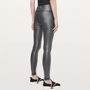 NWT Lululemon Wunder Under High Rise Tight Foil 28” Black Silver Size 8